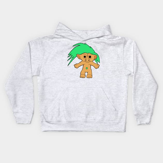 Green troll Kids Hoodie by shellTs